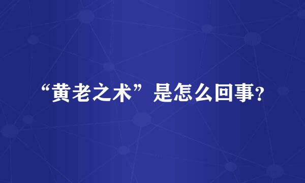 “黄老之术”是怎么回事？