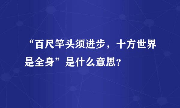 “百尺竿头须进步，十方世界是全身”是什么意思？