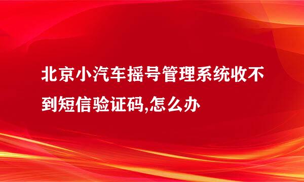 北京小汽车摇号管理系统收不到短信验证码,怎么办