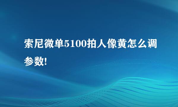 索尼微单5100拍人像黄怎么调参数!