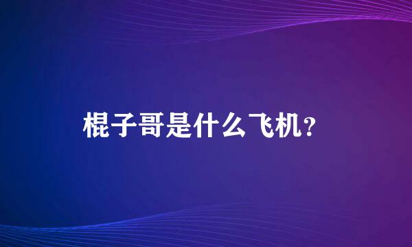 棍子哥是什么飞机？