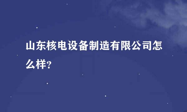 山东核电设备制造有限公司怎么样？