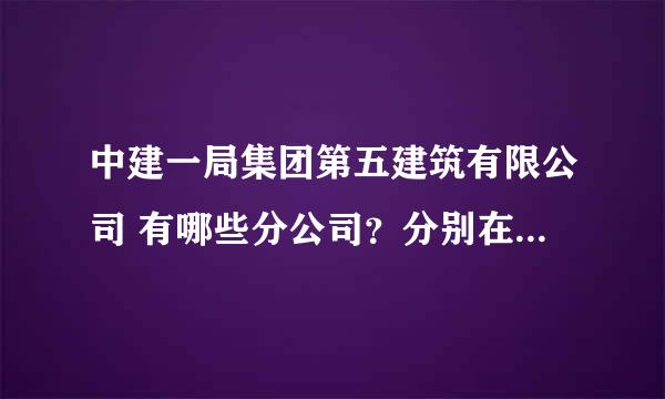 中建一局集团第五建筑有限公司 有哪些分公司？分别在哪里？ 在湖北有没有分公司 联系电话是多少 急求啊 ~~