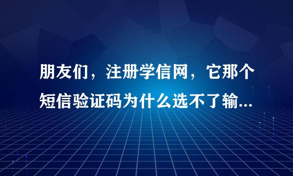 朋友们，注册学信网，它那个短信验证码为什么选不了输不进去啊？为什么？