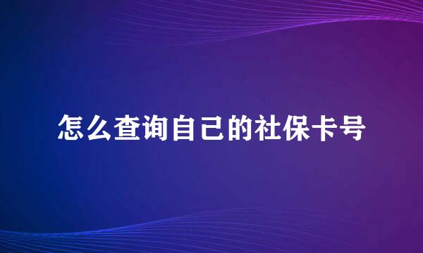 怎么查询自己的社保卡号