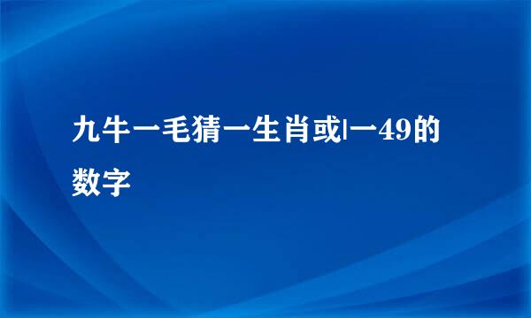 九牛一毛猜一生肖或|一49的数字