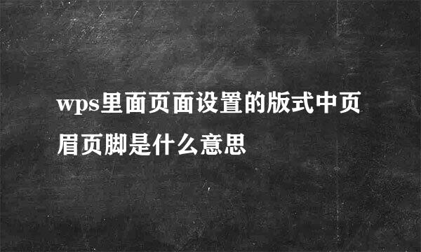 wps里面页面设置的版式中页眉页脚是什么意思