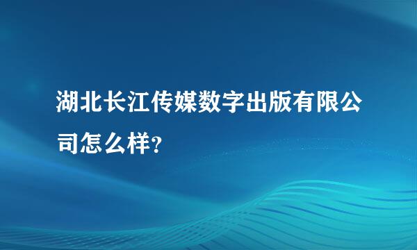 湖北长江传媒数字出版有限公司怎么样？