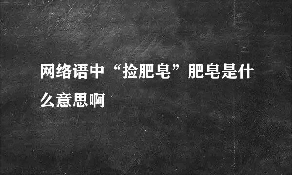 网络语中“捡肥皂”肥皂是什么意思啊