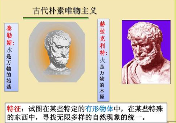 （政治）求古代朴素唯物主义，近代形而上学唯物主义，辩证唯物主义和历史唯物主义的例子，要通俗易懂的，