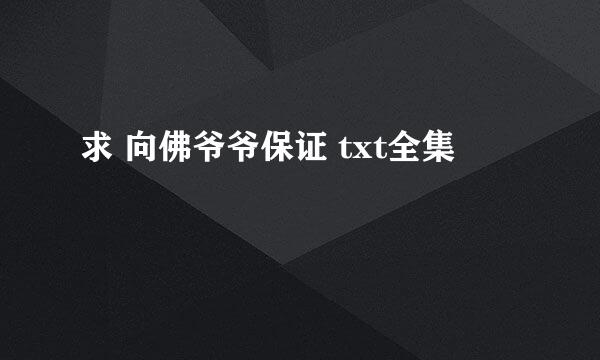 求 向佛爷爷保证 txt全集