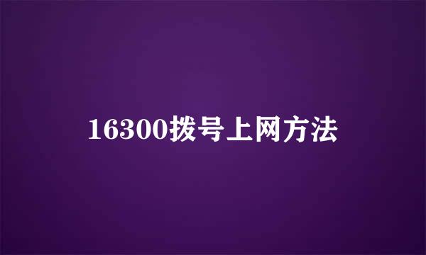 16300拨号上网方法