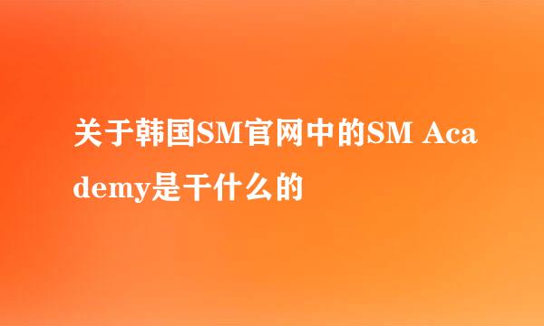 关于韩国SM官网中的SM Academy是干什么的