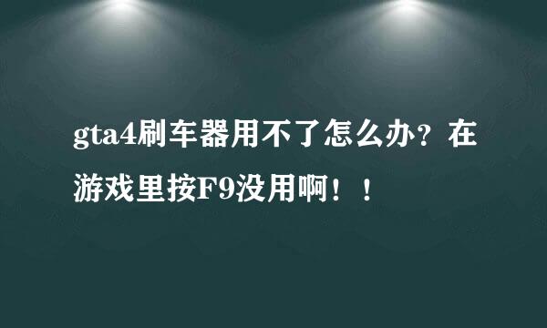 gta4刷车器用不了怎么办？在游戏里按F9没用啊！！