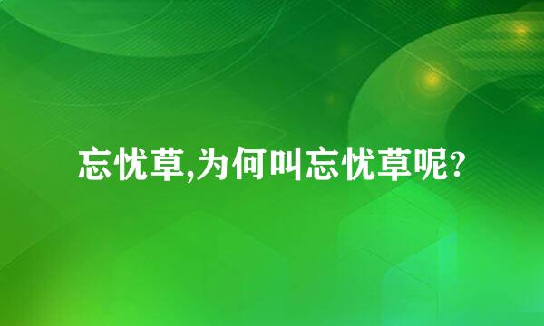 忘忧草,为何叫忘忧草呢?