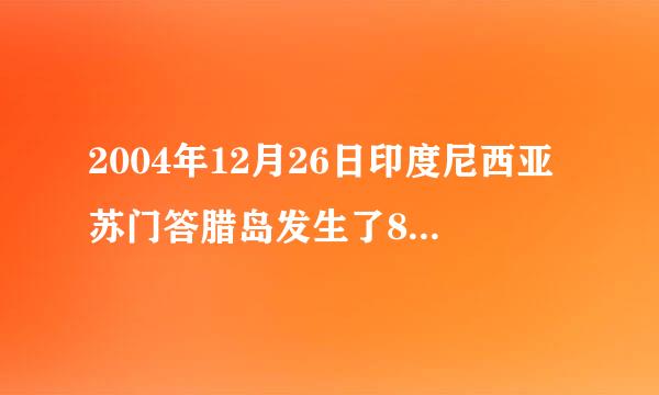 2004年12月26日印度尼西亚苏门答腊岛发生了8.9级强烈地震，并引发了巨大的海啸，给当地造成了重大的人员