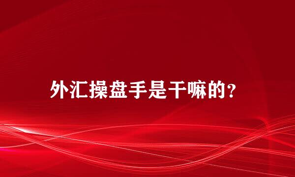 外汇操盘手是干嘛的？