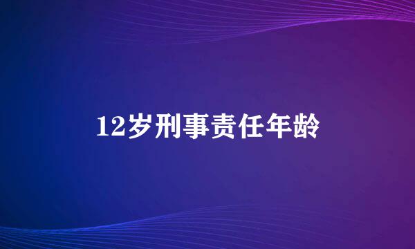 12岁刑事责任年龄