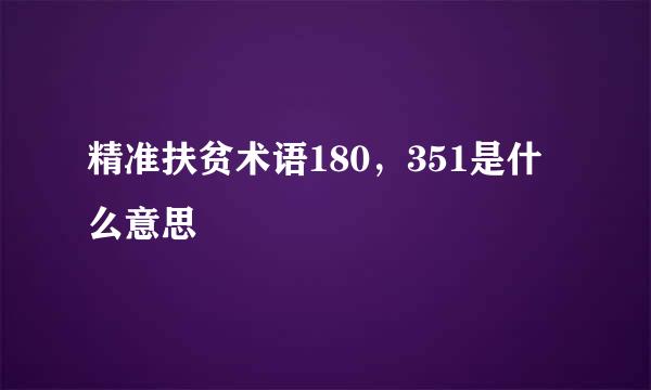 精准扶贫术语180，351是什么意思