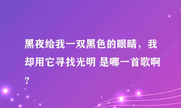 黑夜给我一双黑色的眼睛，我却用它寻找光明 是哪一首歌啊？