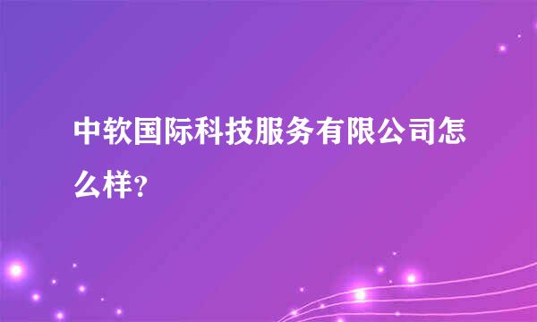 中软国际科技服务有限公司怎么样？