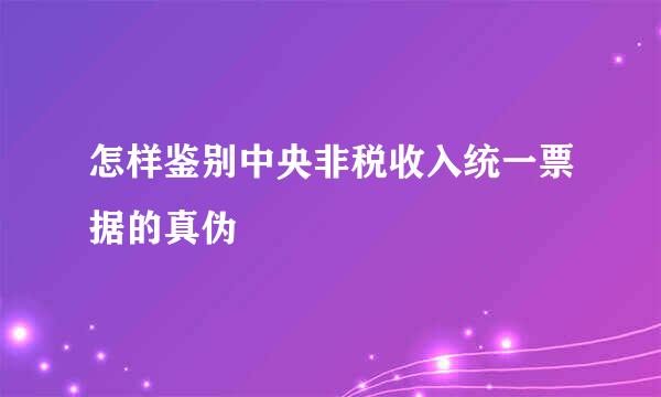 怎样鉴别中央非税收入统一票据的真伪