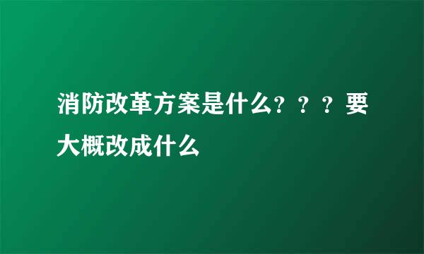 消防改革方案是什么？？？要大概改成什么