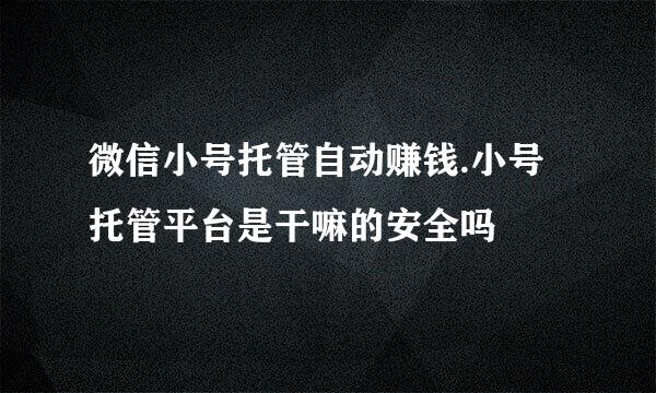 微信小号托管自动赚钱.小号托管平台是干嘛的安全吗