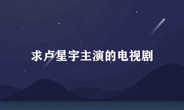 求卢星宇主演的电视剧