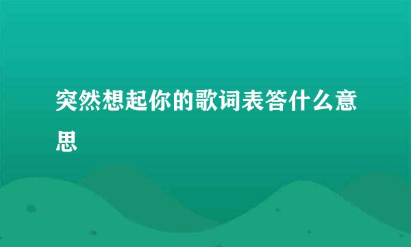 突然想起你的歌词表答什么意思