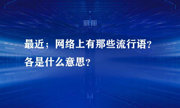 最近；网络上有那些流行语？各是什么意思？