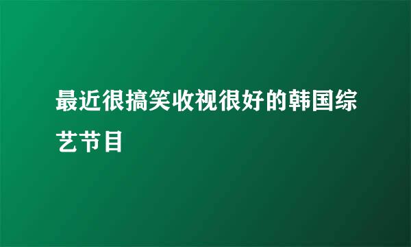 最近很搞笑收视很好的韩国综艺节目