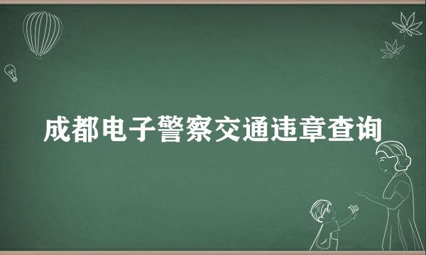 成都电子警察交通违章查询