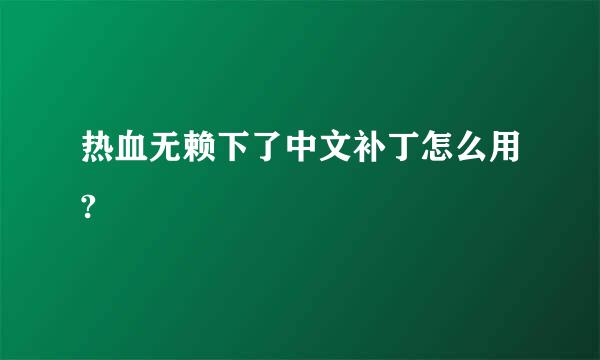 热血无赖下了中文补丁怎么用?