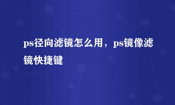 ps径向滤镜怎么用，ps镜像滤镜快捷键