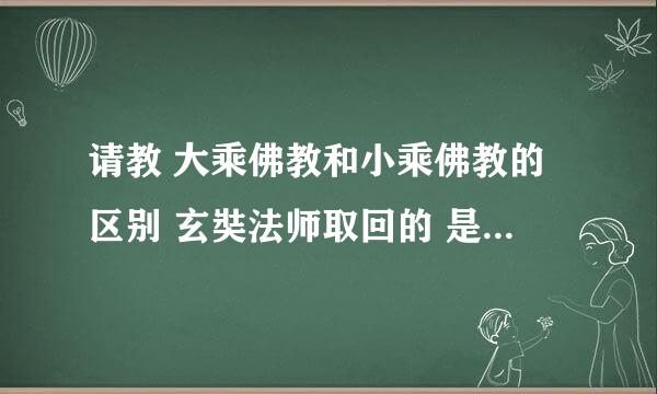 请教 大乘佛教和小乘佛教的区别 玄奘法师取回的 是哪一种呢