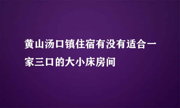 黄山汤口镇住宿有没有适合一家三口的大小床房间