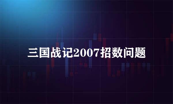 三国战记2007招数问题