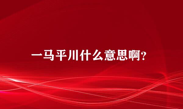 一马平川什么意思啊？