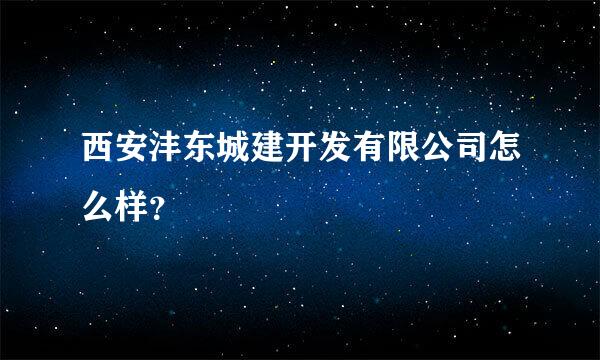 西安沣东城建开发有限公司怎么样？