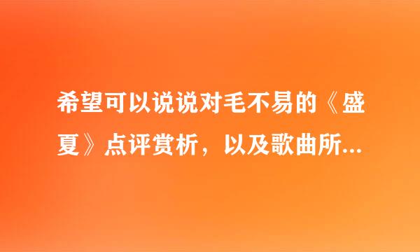 希望可以说说对毛不易的《盛夏》点评赏析，以及歌曲所表达的意思，详细就采纳。