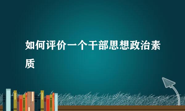 如何评价一个干部思想政治素质