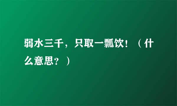 弱水三千，只取一瓢饮！（什么意思？）