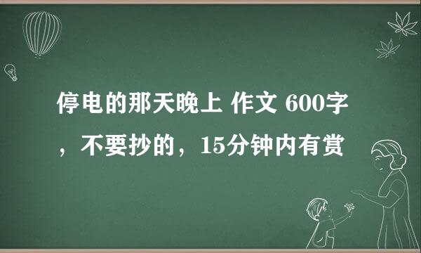 停电的那天晚上 作文 600字，不要抄的，15分钟内有赏