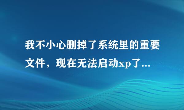 我不小心删掉了系统里的重要文件，现在无法启动xp了，怎么办？