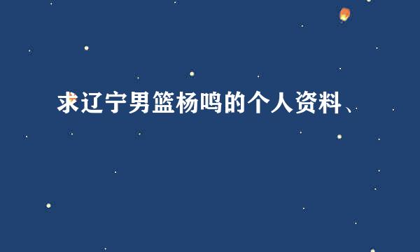 求辽宁男篮杨鸣的个人资料、