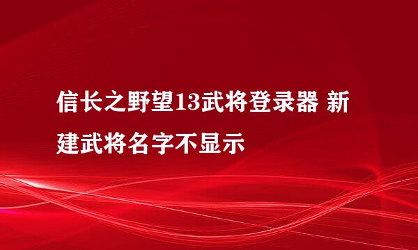 信长之野望13武将登录器 新建武将名字不显示