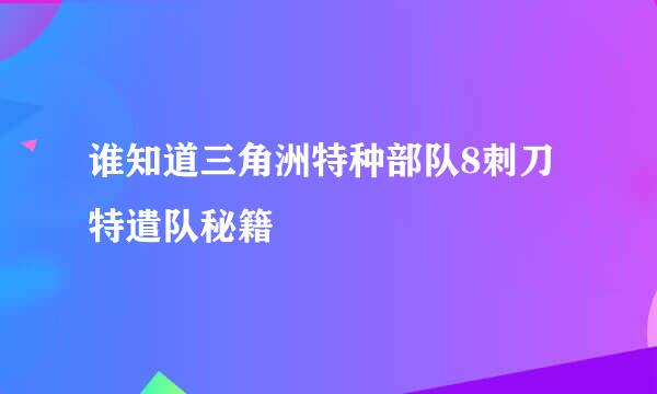 谁知道三角洲特种部队8刺刀特遣队秘籍