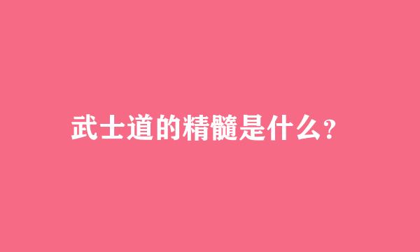 武士道的精髓是什么？