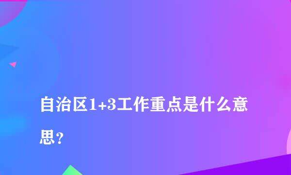 
自治区1+3工作重点是什么意思？
